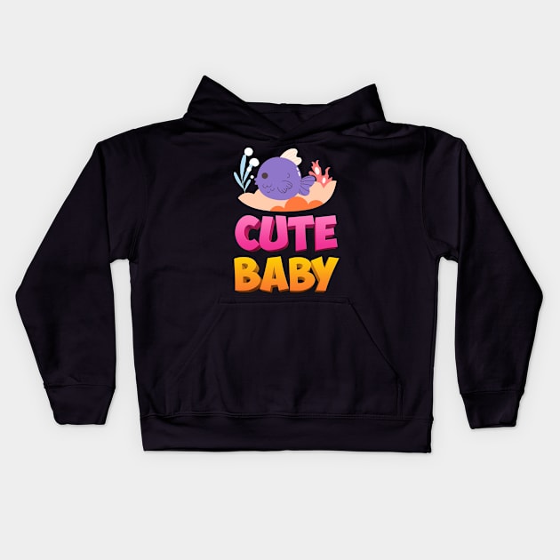 (Fish) Cute baby Kids Hoodie by Abouharoune